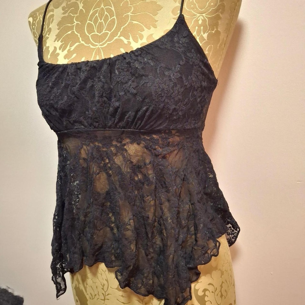 Hot Topic Just Polly Black lace cami top goth festival whimsygoth fairy Y2K - Picture 3 of 7